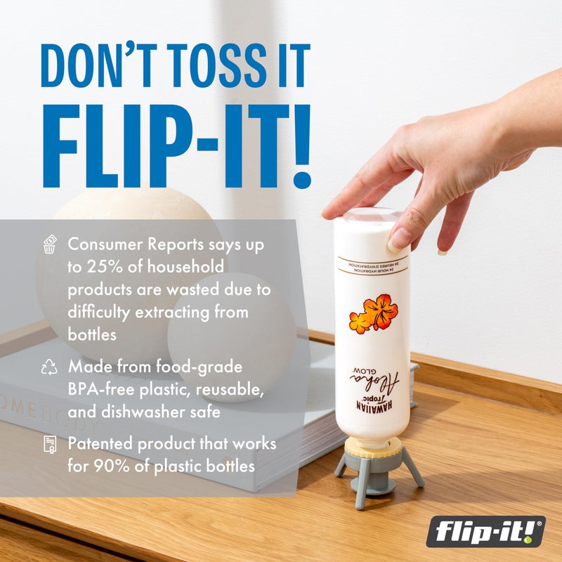 Flip-It! 2-Pack Premium Bottle Emptying Kit â€“ No more wasted product - Fits most plastic bottles â€“ Get out every drop of Shampoos, Lotions, & More â€“ 2 Base Caps, 6 Adapters â€“ Pastel Color Edition - Image 2